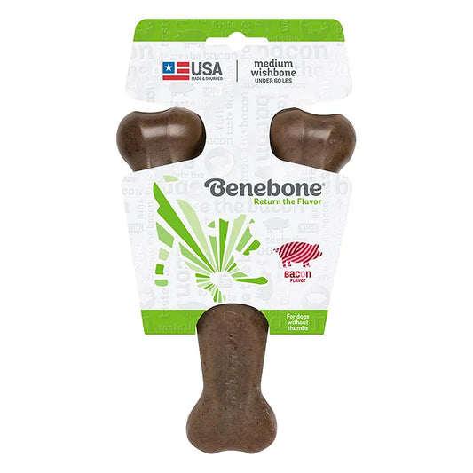 Benebone Wishbone Durable Dog Chew Toy (Real Bacon Flavor)