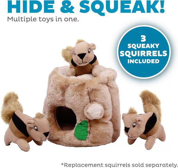 Outward Hound Hide A Squirrel Squeaky Puzzle Plush Dog Toy