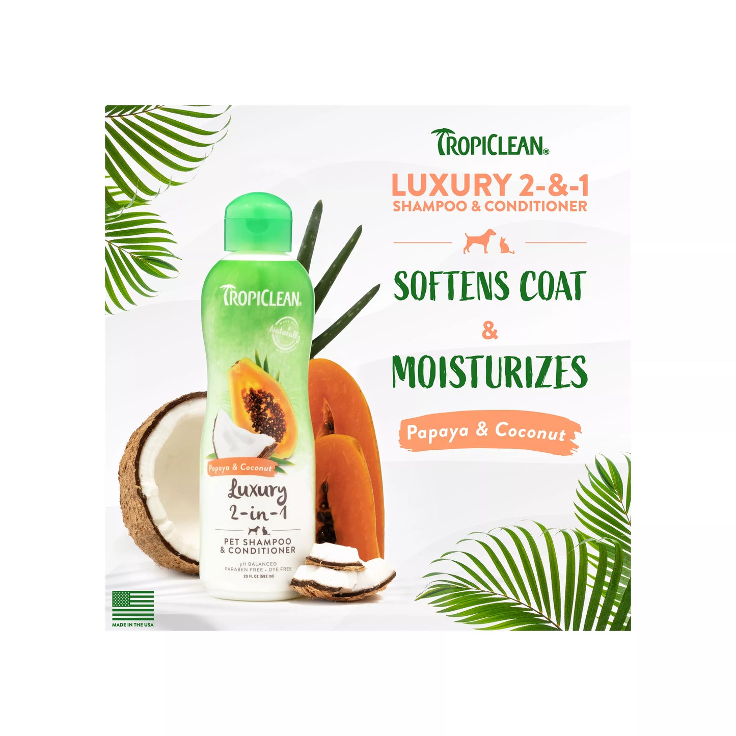 TropiClean® Papaya & Coconut Dog Shampoo & Conditioners