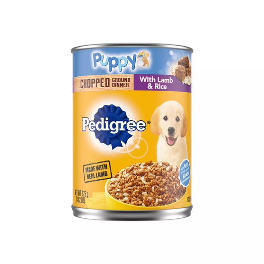 Pedigree Chopped Ground Dinner Puppy Wet Dog Food, Lamb & Rice, 13.2 oz. Can