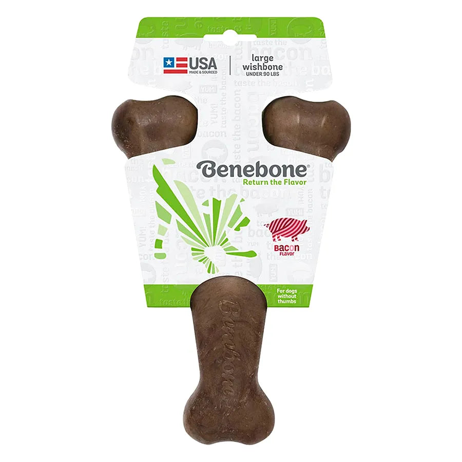 Benebone Wishbone Durable Dog Chew Toy (Real Bacon Flavor)